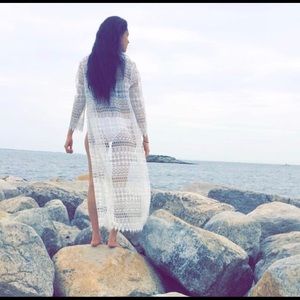 White crochet lace kimono